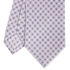 CRAVATTA SARTORIALE CLASSICA IN SETA GRIGIO CHIARO Microfantasia fiore