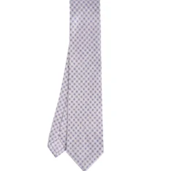 CRAVATTA SARTORIALE CLASSICA IN SETA GRIGIO CHIARO Microfantasia fiore
