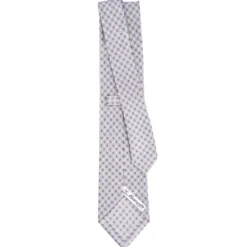 CRAVATTA SARTORIALE CLASSICA IN SETA GRIGIO CHIARO Microfantasia fiore