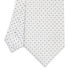 CRAVATTA SARTORIALE CLASSICA IN SETA BIANCA Microfantasia fiore
