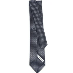 CRAVATTA SARTORIALE CLASSICA IN SETA BLU SCURO Microfantasia fiore