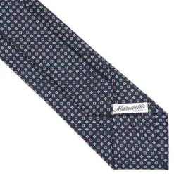 CRAVATTA SARTORIALE CLASSICA IN SETA BLU SCURO Microfantasia fiore