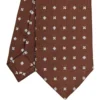 CRAVATTA SARTORIALE CLASSICA IN SETA MARRONE SCURO Microfantasia fiore
