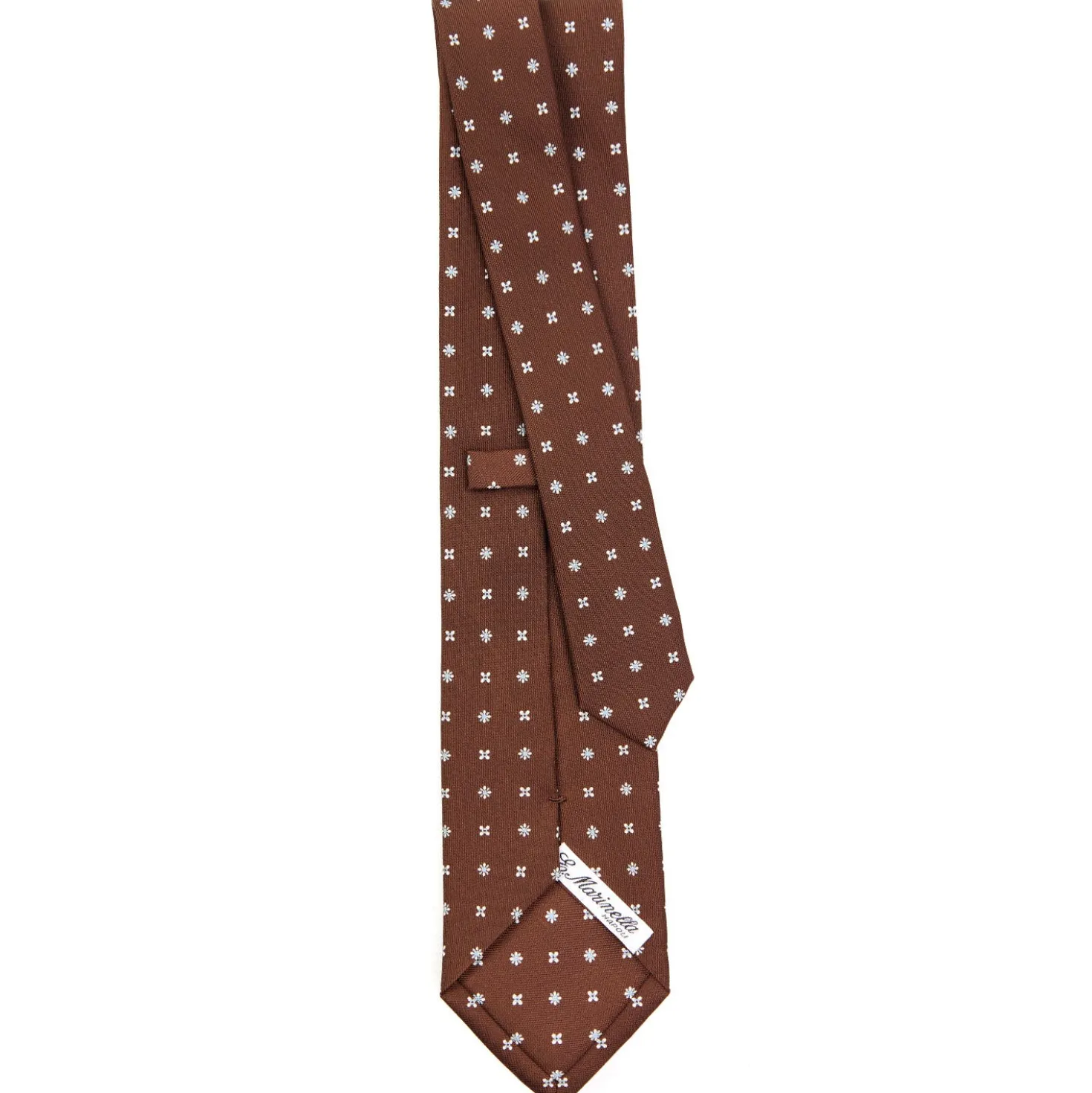 CRAVATTA SARTORIALE CLASSICA IN SETA MARRONE SCURO Microfantasia fiore