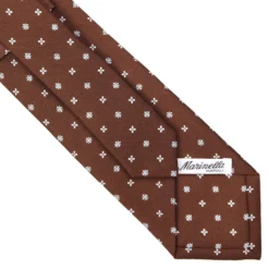 CRAVATTA SARTORIALE CLASSICA IN SETA MARRONE SCURO Microfantasia fiore