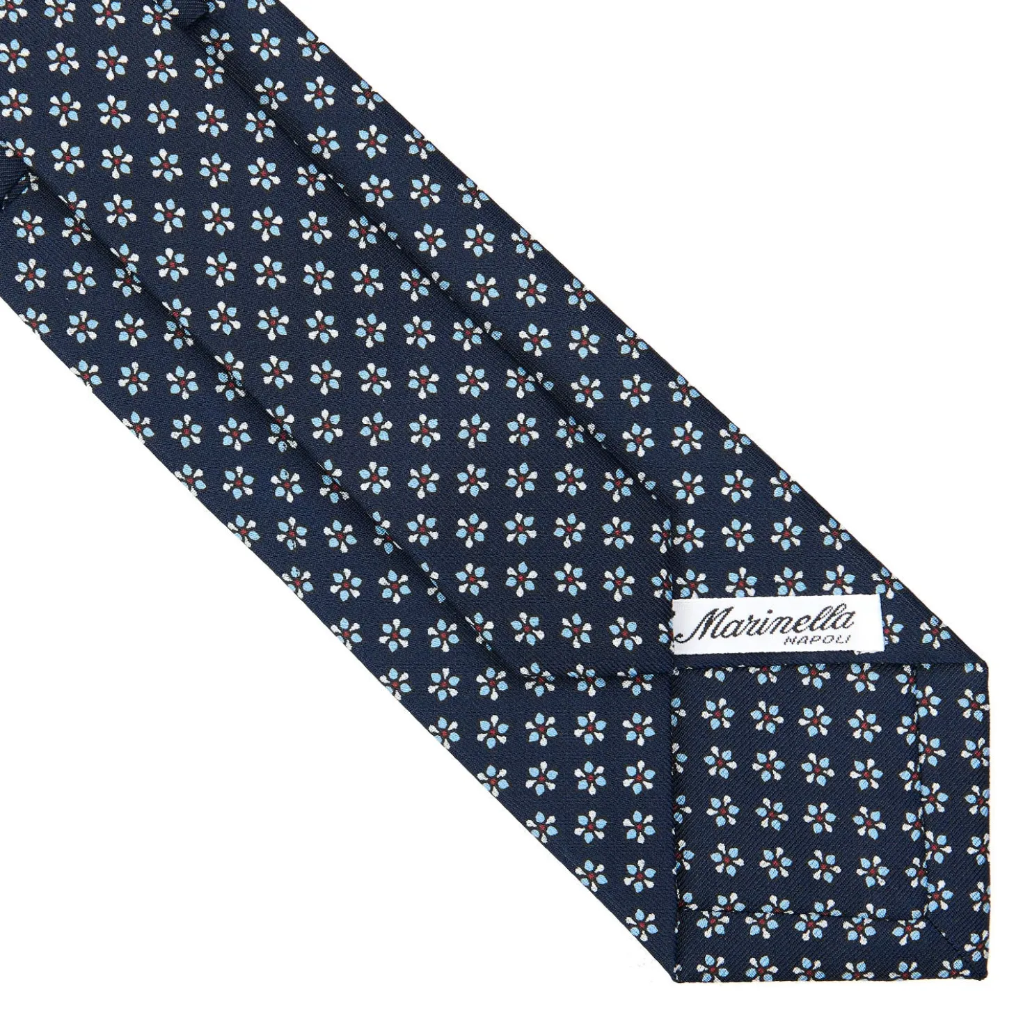 CRAVATTA SARTORIALE CLASSICA IN SETA BLU SCURO Microfantasia fiore