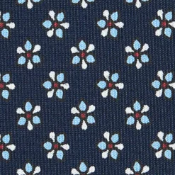 CRAVATTA SARTORIALE CLASSICA IN SETA BLU SCURO Microfantasia fiore