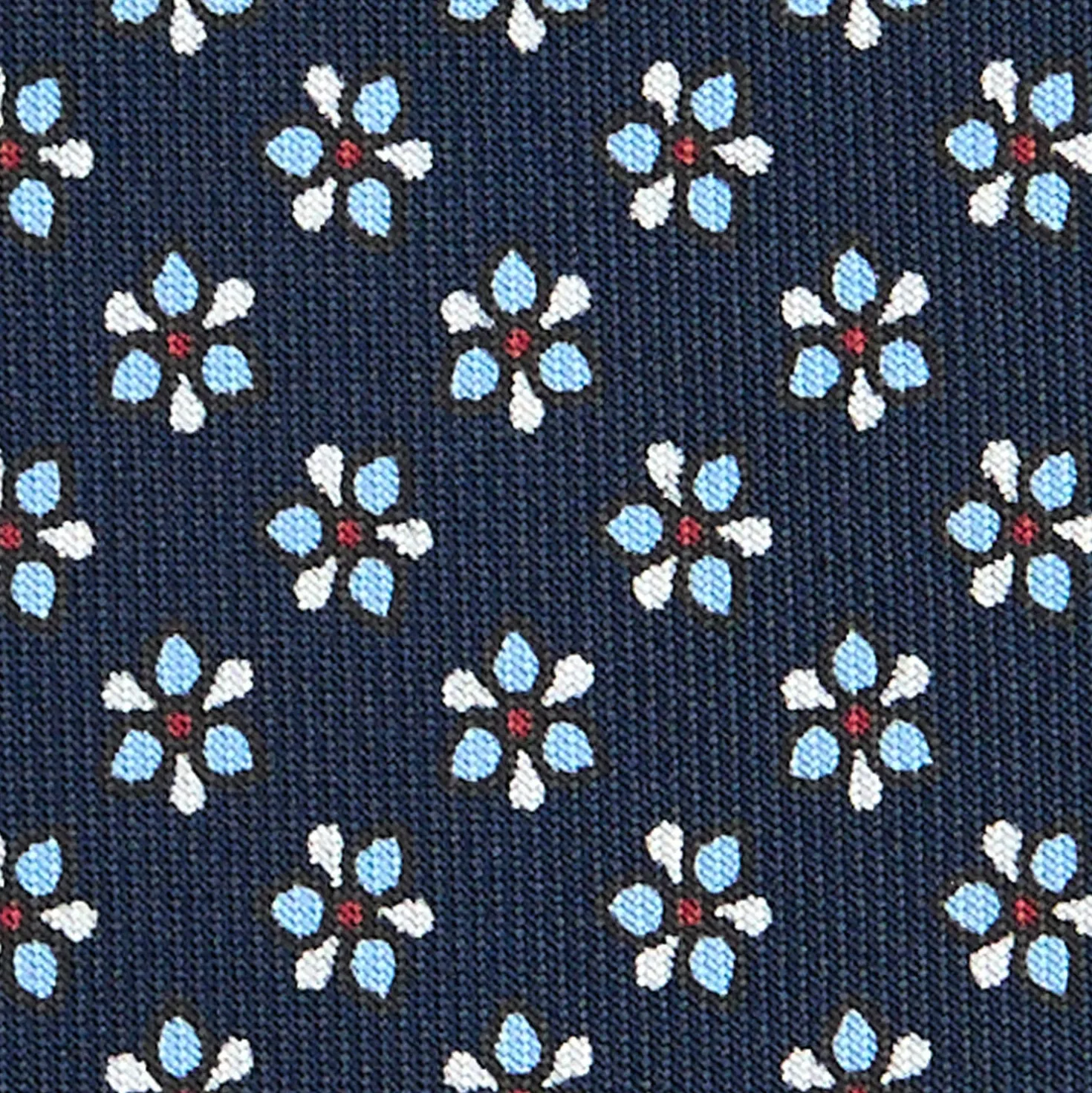 CRAVATTA SARTORIALE CLASSICA IN SETA BLU SCURO Microfantasia fiore