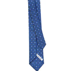 CRAVATTA SARTORIALE CLASSICA IN SETA BLU Microfantasia fiore