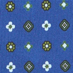 CRAVATTA SARTORIALE CLASSICA IN SETA BLU Microfantasia fiore