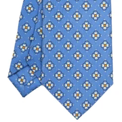 CRAVATTA SARTORIALE CLASSICA IN SETA AZZURRO POLVERE Microfantasia fiore