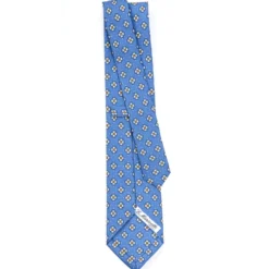 CRAVATTA SARTORIALE CLASSICA IN SETA AZZURRO POLVERE Microfantasia fiore