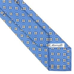 CRAVATTA SARTORIALE CLASSICA IN SETA AZZURRO POLVERE Microfantasia fiore