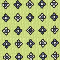 CRAVATTA SARTORIALE CLASSICA IN SETA VERDE CHIARO Microfantasia fiore