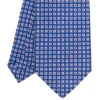 CRAVATTA SARTORIALE CLASSICA IN SETA BLU Microfantasia fiore