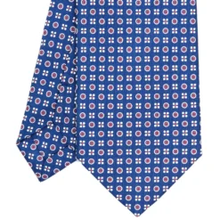 CRAVATTA SARTORIALE CLASSICA IN SETA BLU Microfantasia fiore
