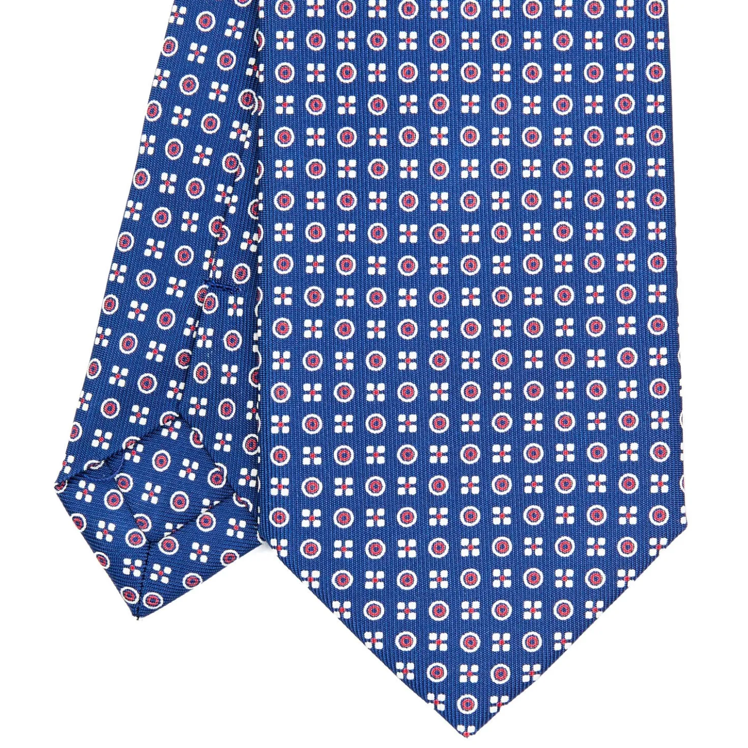 CRAVATTA SARTORIALE CLASSICA IN SETA BLU Microfantasia fiore