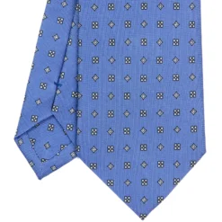 CRAVATTA SARTORIALE CLASSICA IN SETA AZZURRO POLVERE Microfantasia fiore
