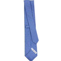 CRAVATTA SARTORIALE CLASSICA IN SETA AZZURRO POLVERE Microfantasia fiore