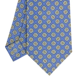 CRAVATTA SARTORIALE CLASSICA IN SETA AZZURRO POLVERE Microfantasia fiore