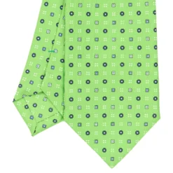 CRAVATTA SARTORIALE CLASSICA IN SETA VERDE CHIARO Microfantasia fiore