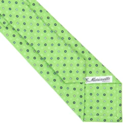 CRAVATTA SARTORIALE CLASSICA IN SETA VERDE CHIARO Microfantasia fiore