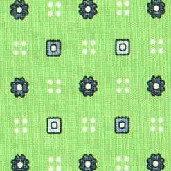 CRAVATTA SARTORIALE CLASSICA IN SETA VERDE CHIARO Microfantasia fiore