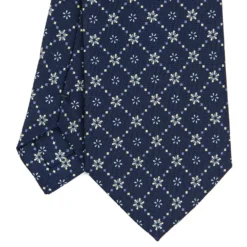 CRAVATTA SARTORIALE CLASSICA IN SETA BLU SCURO Microfantasia fiore