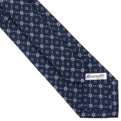 CRAVATTA SARTORIALE CLASSICA IN SETA BLU SCURO Microfantasia fiore