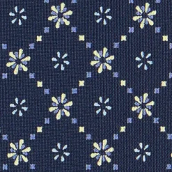 CRAVATTA SARTORIALE CLASSICA IN SETA BLU SCURO Microfantasia fiore