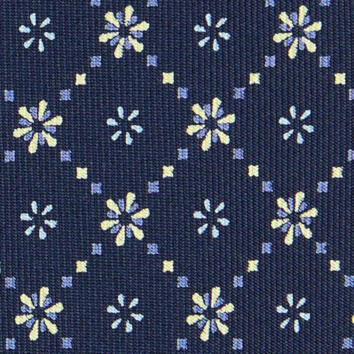 CRAVATTA SARTORIALE CLASSICA IN SETA BLU SCURO Microfantasia fiore