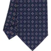 CRAVATTA SARTORIALE CLASSICA IN SETA BLU SCURO Microfantasia fiore