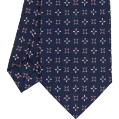 CRAVATTA SARTORIALE CLASSICA IN SETA BLU SCURO Microfantasia fiore