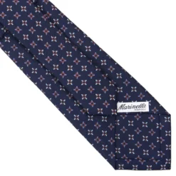 CRAVATTA SARTORIALE CLASSICA IN SETA BLU SCURO Microfantasia fiore