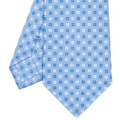CRAVATTA SARTORIALE CLASSICA IN SETA AZZURRA Microfantasia fiore