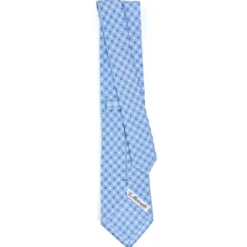 CRAVATTA SARTORIALE CLASSICA IN SETA AZZURRA Microfantasia fiore
