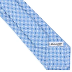 CRAVATTA SARTORIALE CLASSICA IN SETA AZZURRA Microfantasia fiore