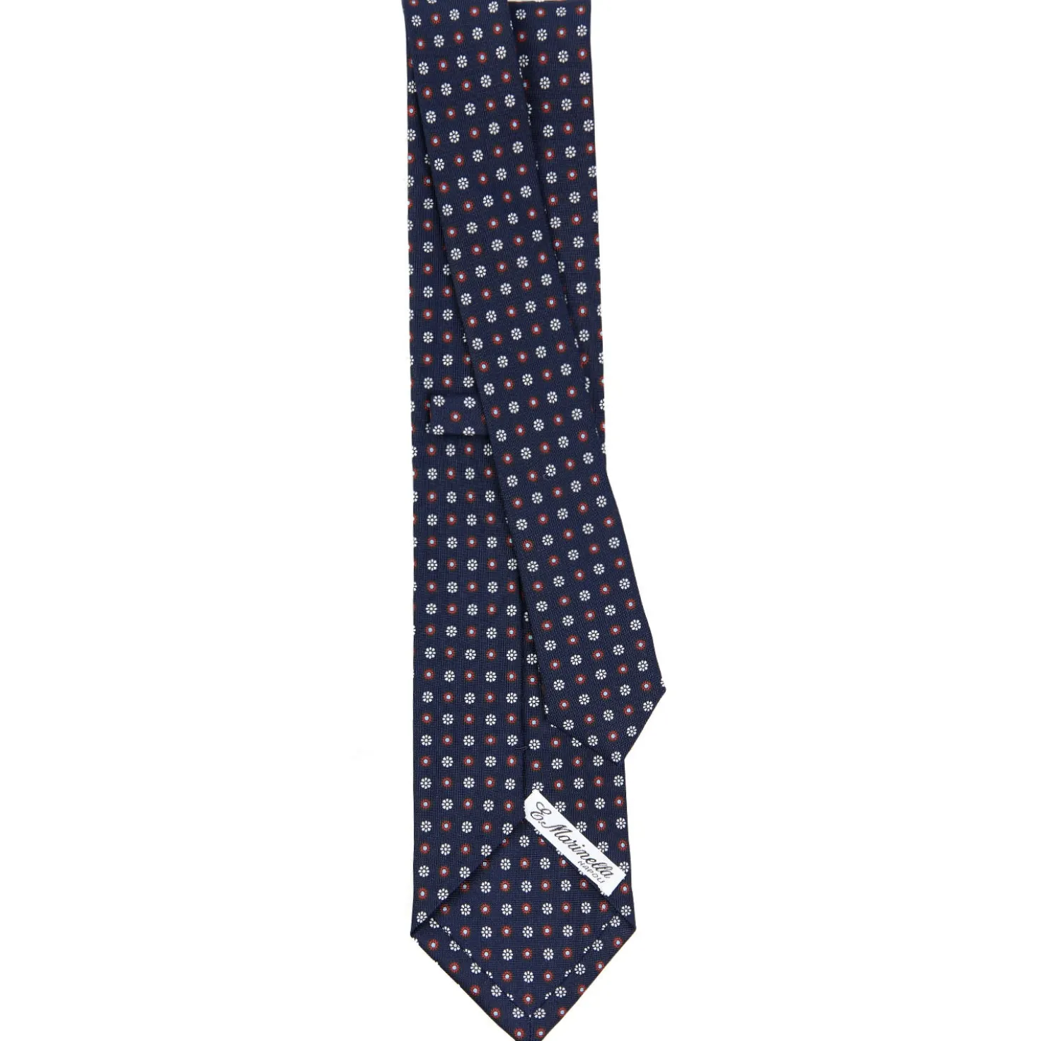CRAVATTA SARTORIALE CLASSICA IN SETA BLU SCURO Microfantasia fiore