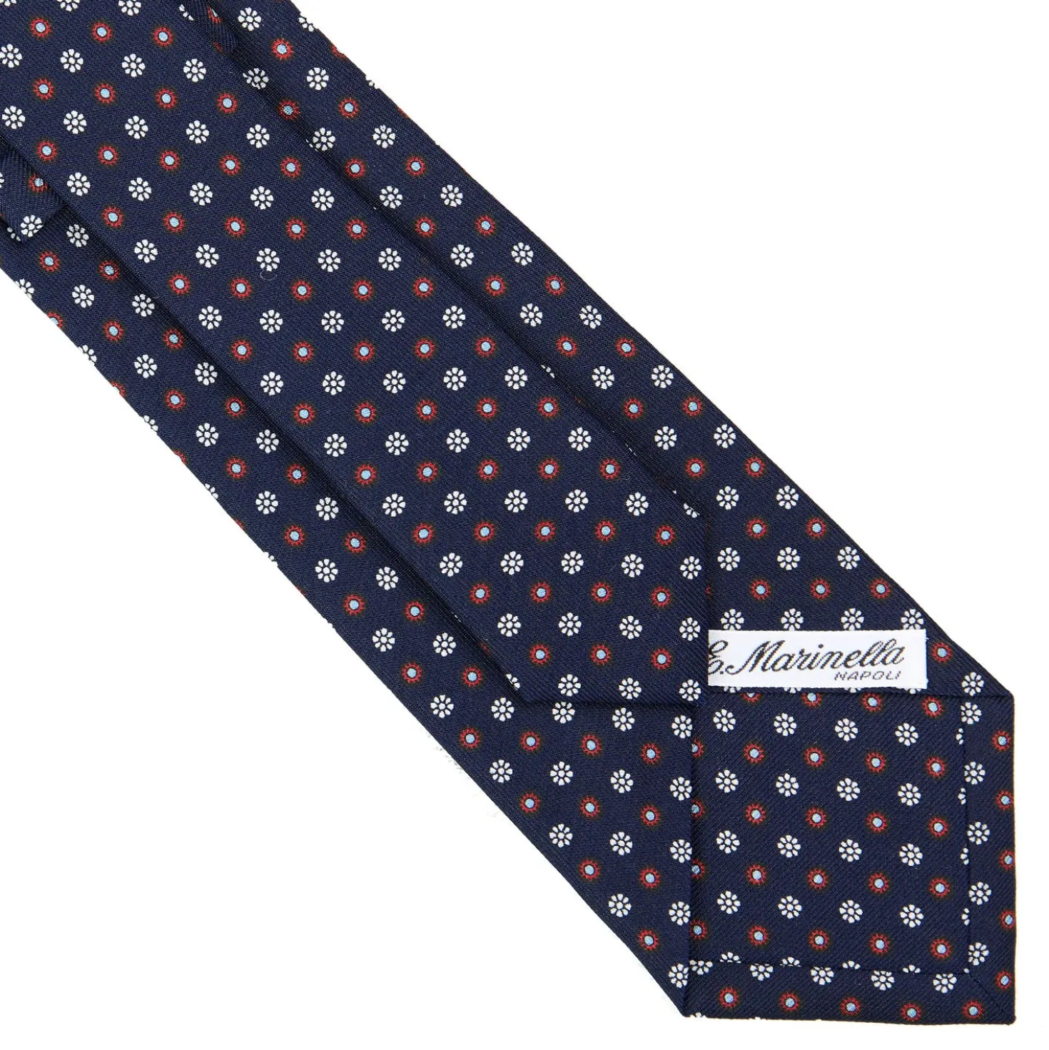 CRAVATTA SARTORIALE CLASSICA IN SETA BLU SCURO Microfantasia fiore