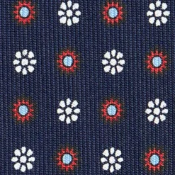 CRAVATTA SARTORIALE CLASSICA IN SETA BLU SCURO Microfantasia fiore