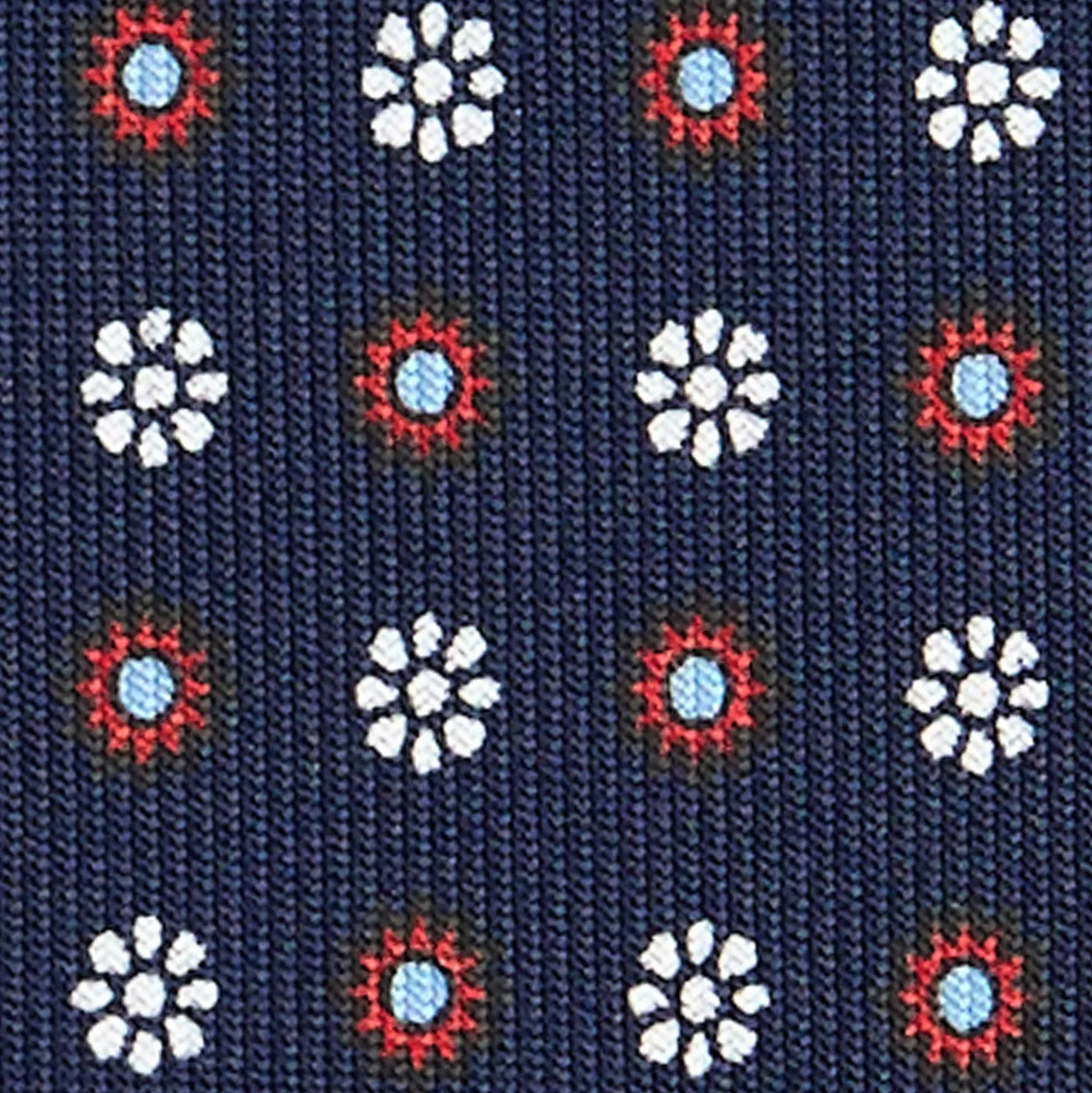 CRAVATTA SARTORIALE CLASSICA IN SETA BLU SCURO Microfantasia fiore