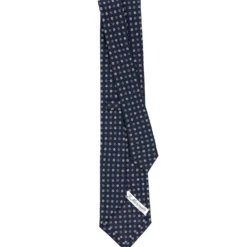 CRAVATTA SARTORIALE CLASSICA IN SETA BLU SCURO Microfantasia fiore