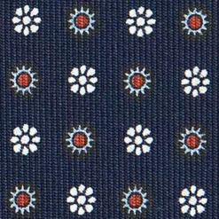 CRAVATTA SARTORIALE CLASSICA IN SETA BLU SCURO Microfantasia fiore