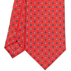 CRAVATTA SARTORIALE CLASSICA IN SETA ROSSA Microfantasia fiore