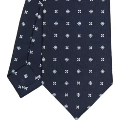 CRAVATTA SARTORIALE CLASSICA IN SETA BLU SCURO Microfantasia fiore