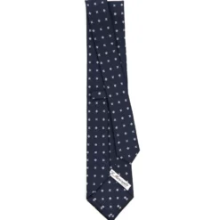 CRAVATTA SARTORIALE CLASSICA IN SETA BLU SCURO Microfantasia fiore