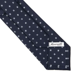CRAVATTA SARTORIALE CLASSICA IN SETA BLU SCURO Microfantasia fiore