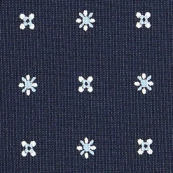 CRAVATTA SARTORIALE CLASSICA IN SETA BLU SCURO Microfantasia fiore