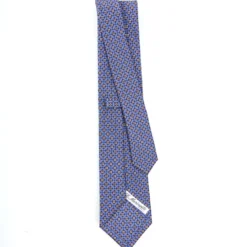CRAVATTA SARTORIALE CLASSICA IN SETA AZZURRO POLVERE Microfantasia fiore
