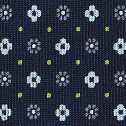 CRAVATTA SARTORIALE CLASSICA IN SETA BLU SCURO Microfantasia fiore